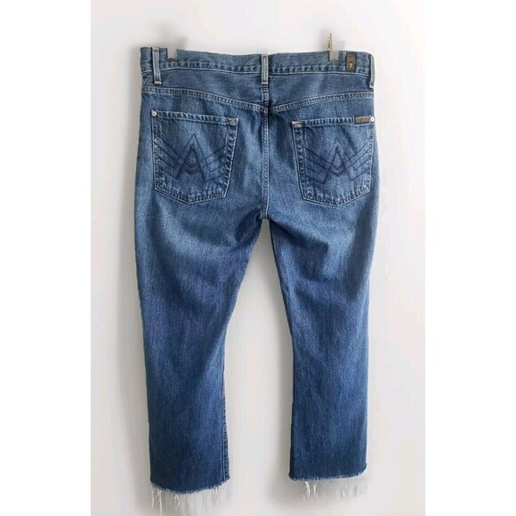 Seven7 Jeans Women 18 Blue Bootcut Crop Raw Hem 100% Cotton Y2k - Picture 3 of 8